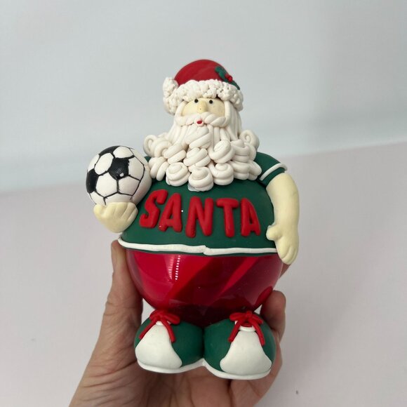 Santa Soccer Player Figurine Christmas Decor Polymer clay - Picture 3 of 4